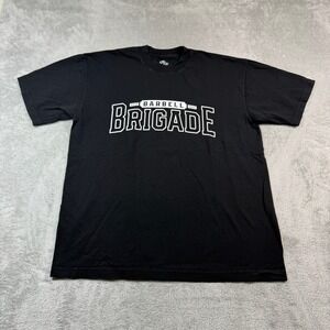 Barbell Brigade Crewneck T-Shirt Men Large Black Spellout Cotton Gym Workout